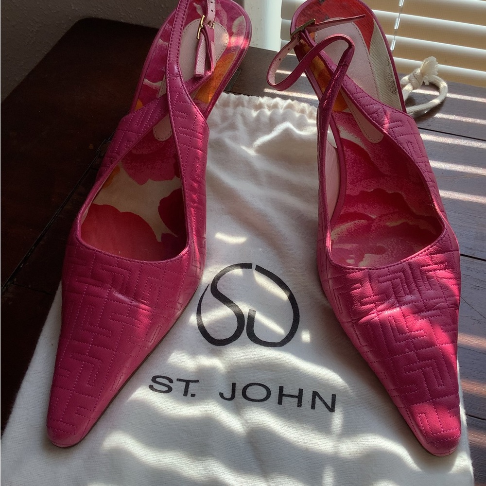 St. John Hot Pink Slingback Heels